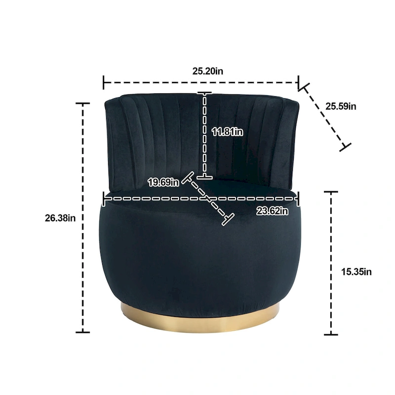 HOMEFUN Velvet Upholstered 360 Degree Swivel Armless Round Barrel Chairs