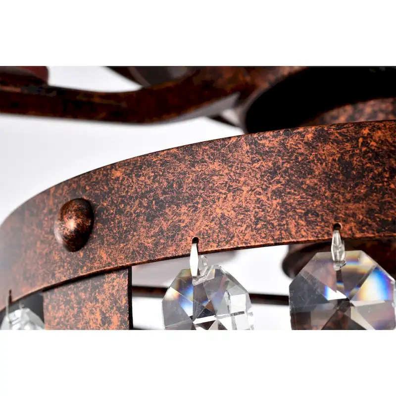 Chandler 52 Inch Antique Copper Finish Crystal Ceiling Fan with Remote