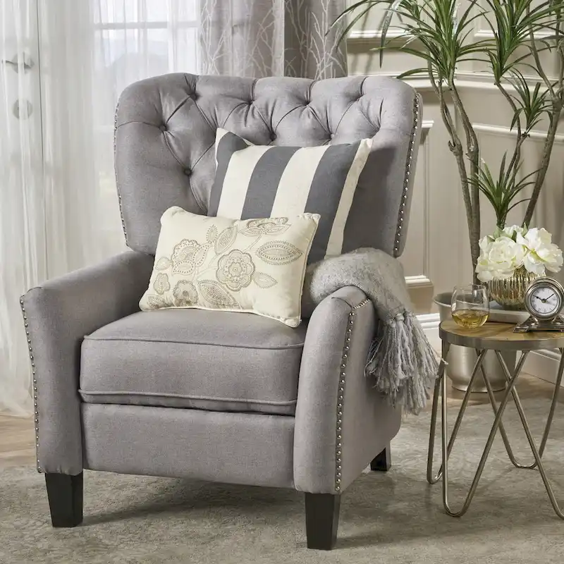 Cerelia Tufted Fabric Recliner by Christopher Knight Home