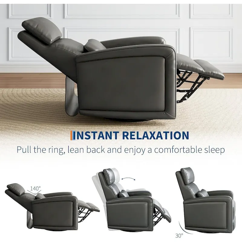 Manual Reclinder, 360 Swivel Rocking Glider Reclinder Chair with Ergonomic Backrest