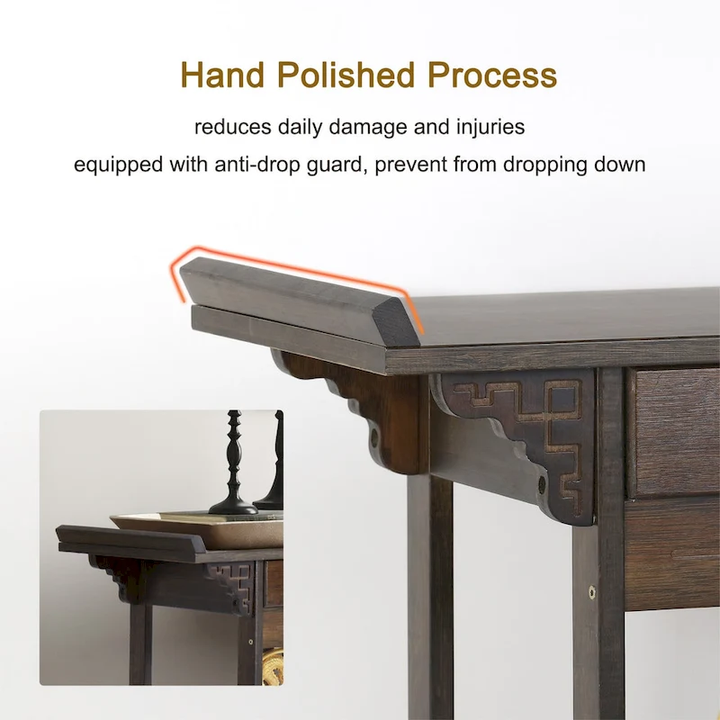 Bamboo Console Table Entryway Sofa Table Hallway Table with Drawer - 32x13x33