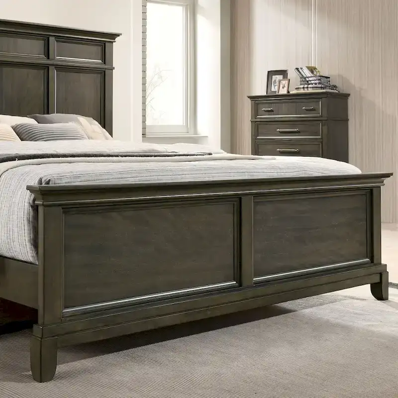 Furniture of America Evva Traditional Grey Wood 6-Piece Panel Bedroom Set