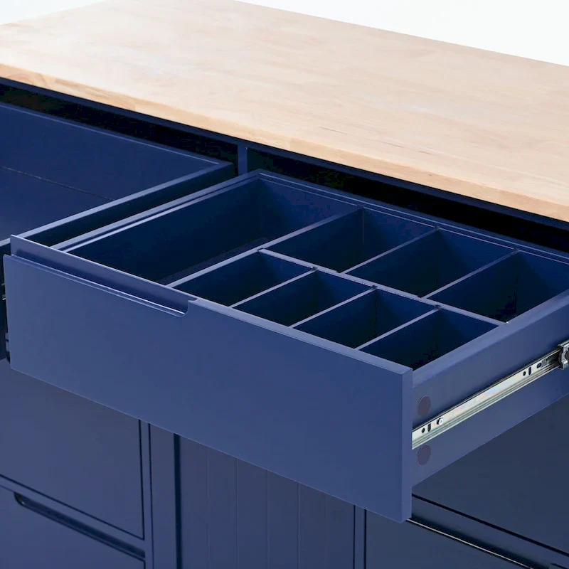 Kitchen Cart with Rubber Wood Countertop