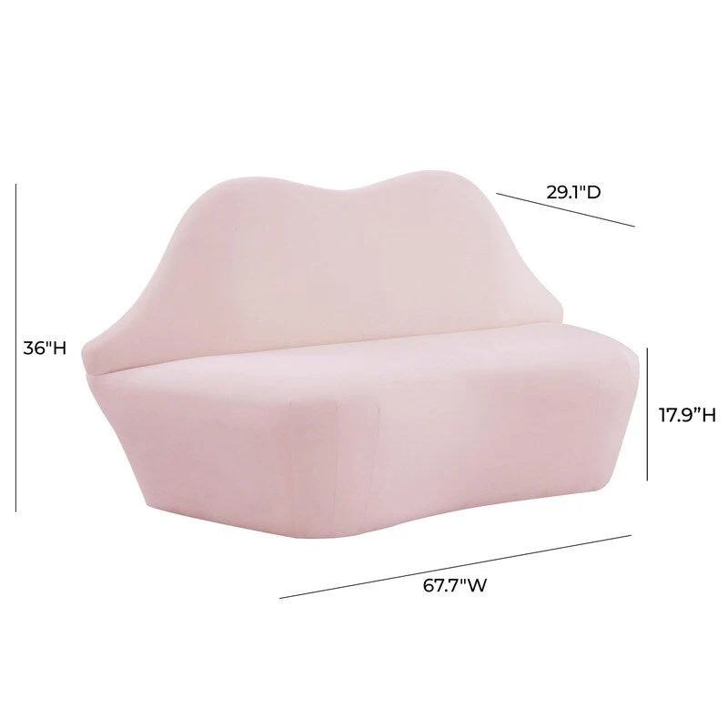 Lips Velvet Settee - 67.7W x 29.1D x 36H