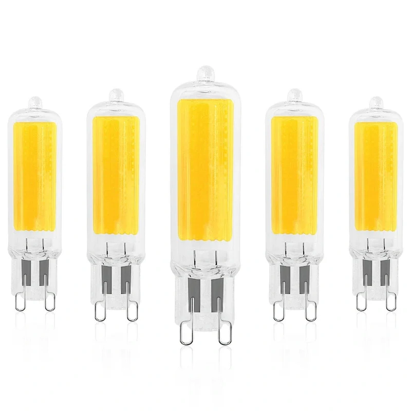 Luxrite G9 LED Bulb Dimmable 4.5W, 50 Watt Equivalent, 450LM, Glass G9 Bi Pin Base, ETL (5 Pack)