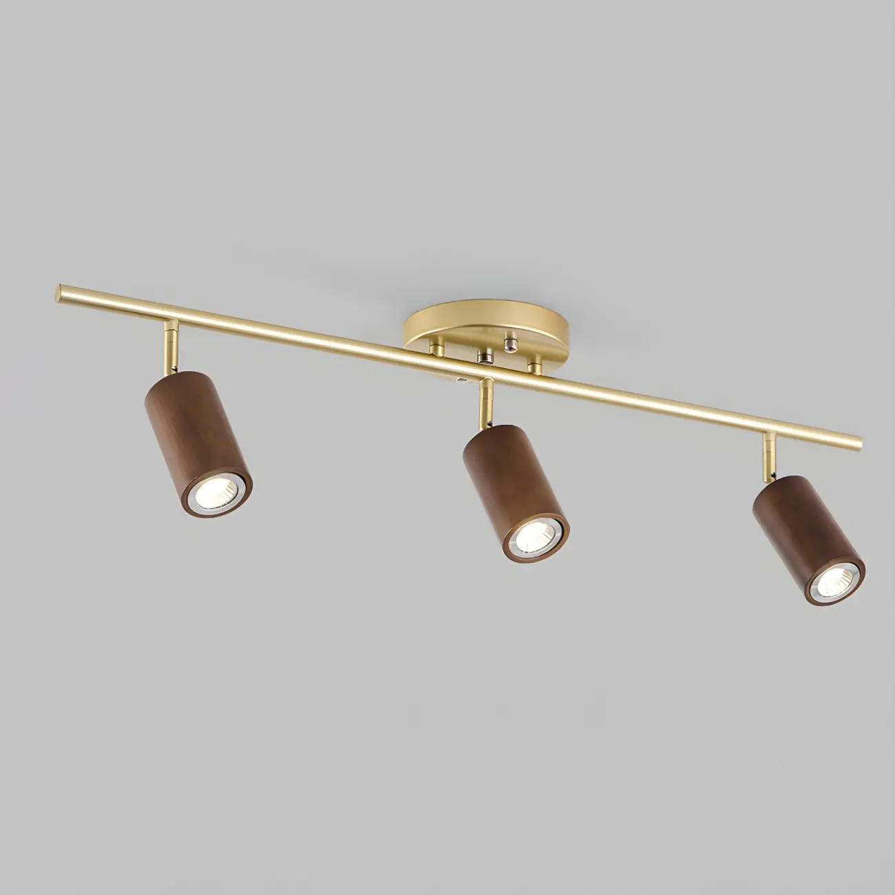 Modern Rubber Wood Brown Semi Flush Mount Track Light