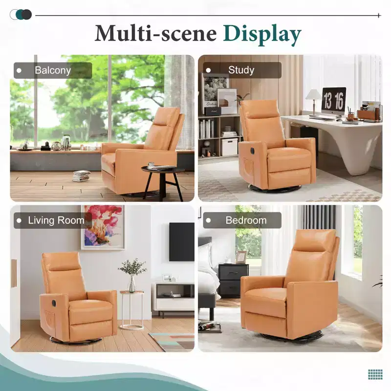 MAYEERTY Accent Chair - 360 Swivel Chenille Armchair with Lumbar Pillow