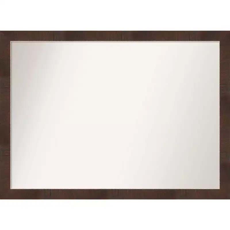 41" x 30" Non-Beveled Wildwood Brown Narrow Bathroom Wall Mirror - Amanti Art: Modern Rectangle, Polystyrene Frame