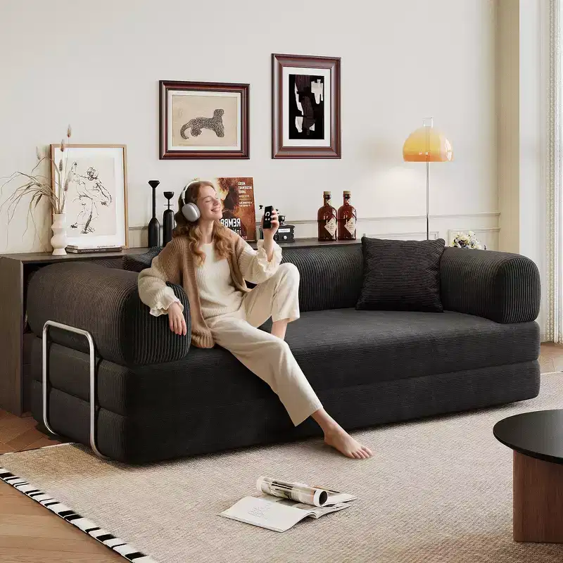 Whisen 78.8 Boneless Modular Sectional Sofa, Convertible Floor Sofa Bed, Compression Sofa with Pillow Back Support Armrest