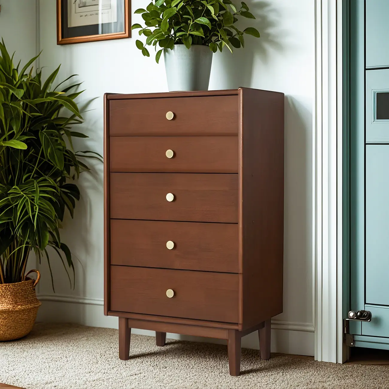 Traditional Brown Wooden Dresser with 6-Soft Closing Drawers