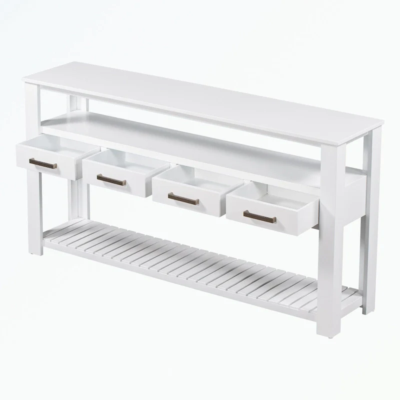 Console Table with 4 Drawers and 2 Shelves