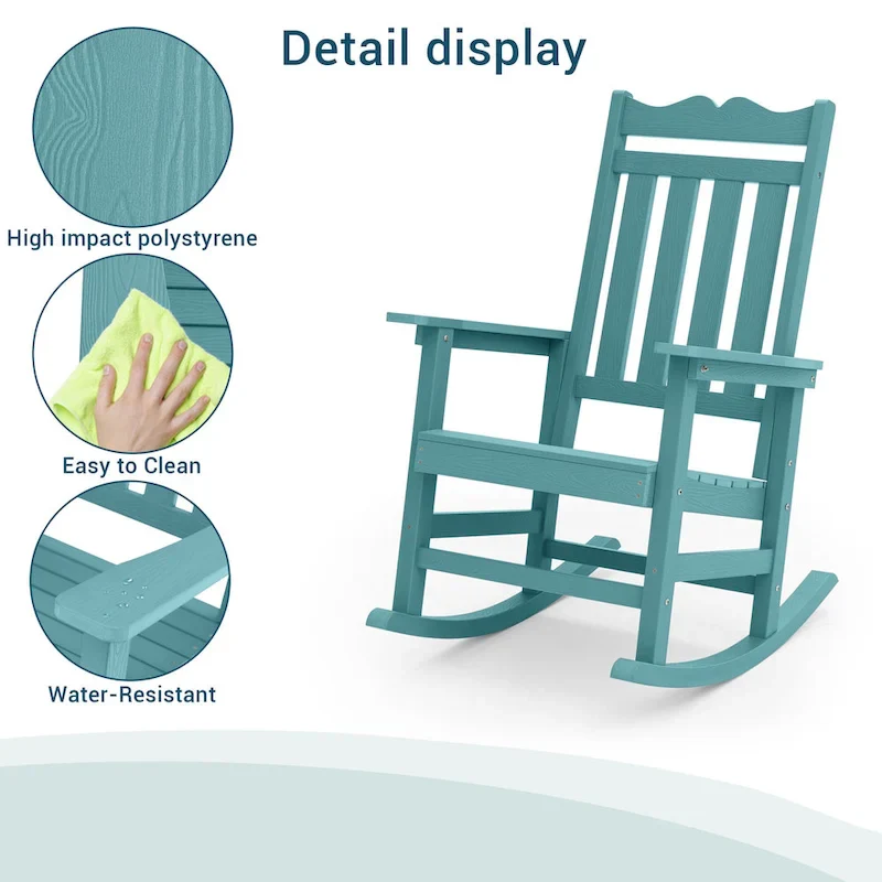 BONOSUKI Patio Adirondack Rocking Chair,Fire Pit Chair Weather Resistant