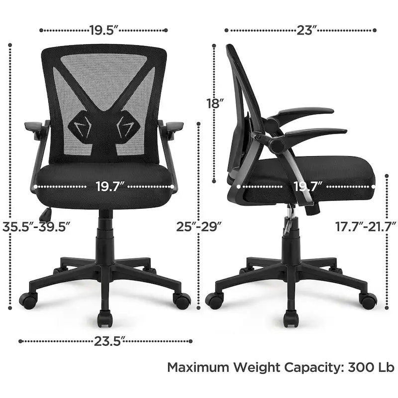 Yaheetech Mesh Office Chair with Flip-up Armrests Comfy Desk Chair - N/A