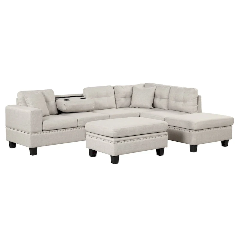 105 L-Shaped 7-Seater Modern Sofa with Storage Ottoman
