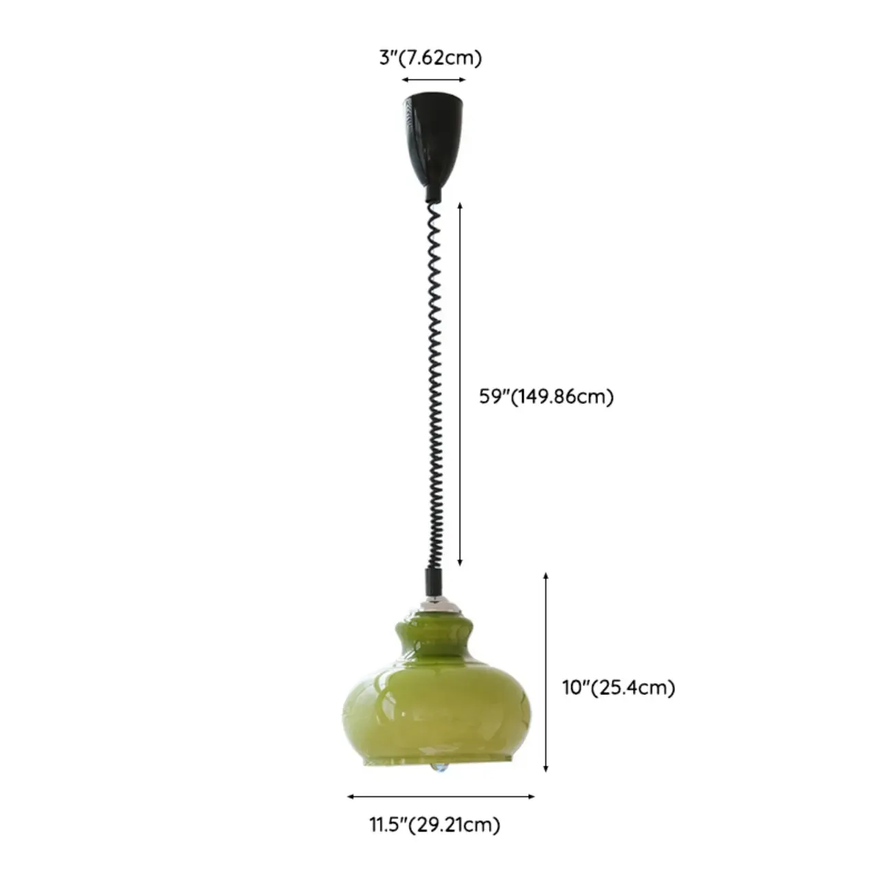 Modern Green Dome Glass Adjustable Pendant Light