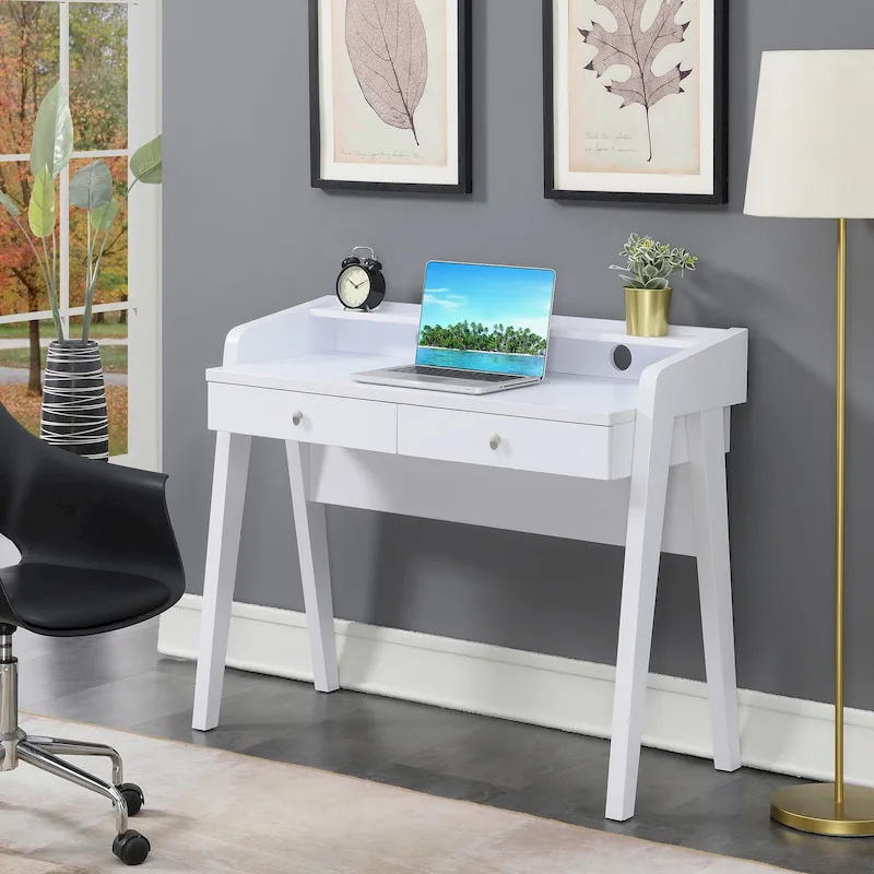 Convenience Concepts Newport Deluxe 2 Drawer Desk with Shelf