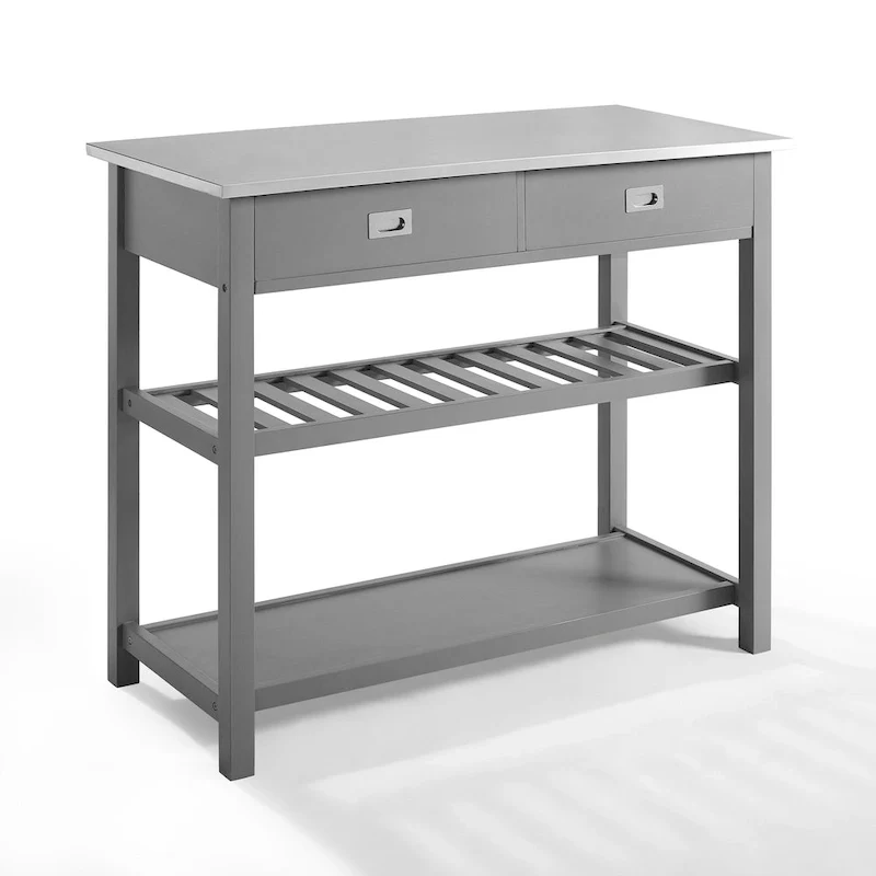Crosley Chloe Stainless Steel Top Kitchen Island/Cart - 37H x 42W x 20D