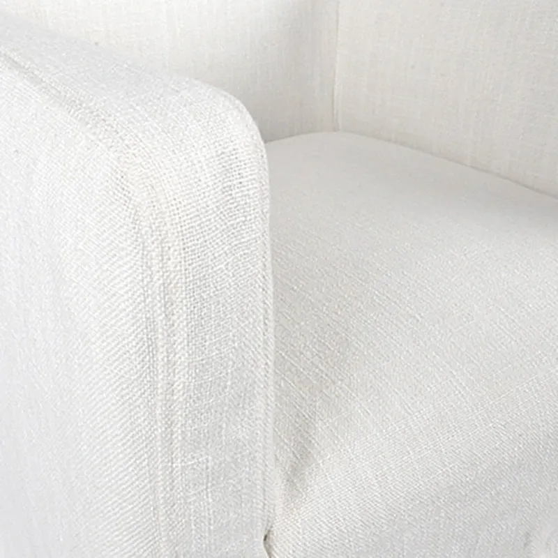 Cream Linen & Oak Wood Arm Chair by East at Main