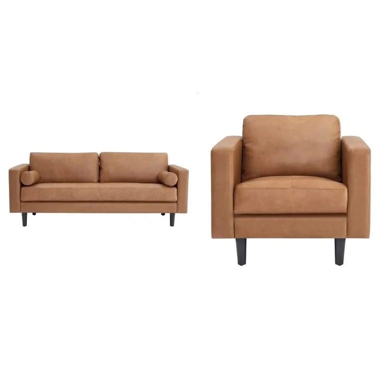 Genuine Mid-Century Leather Sofa Couch for Living Room Luxury Couch Sofa Furniture for Home Office Bedroom