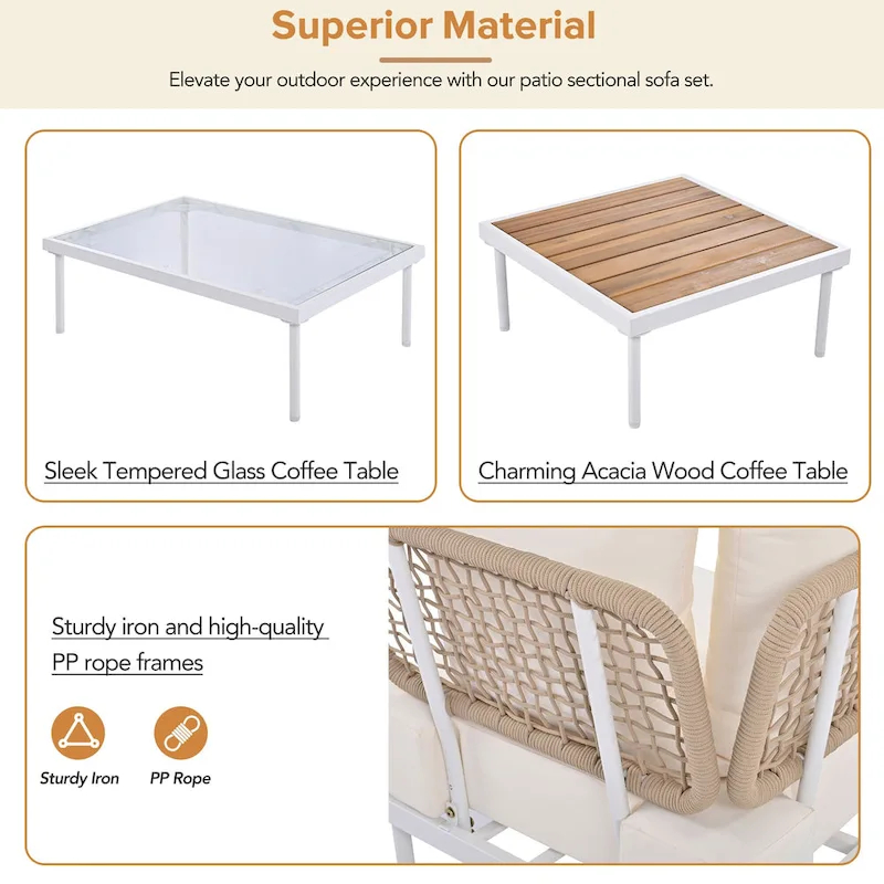 8-Piece Patio Sectional Sofa Set with Coffee Table