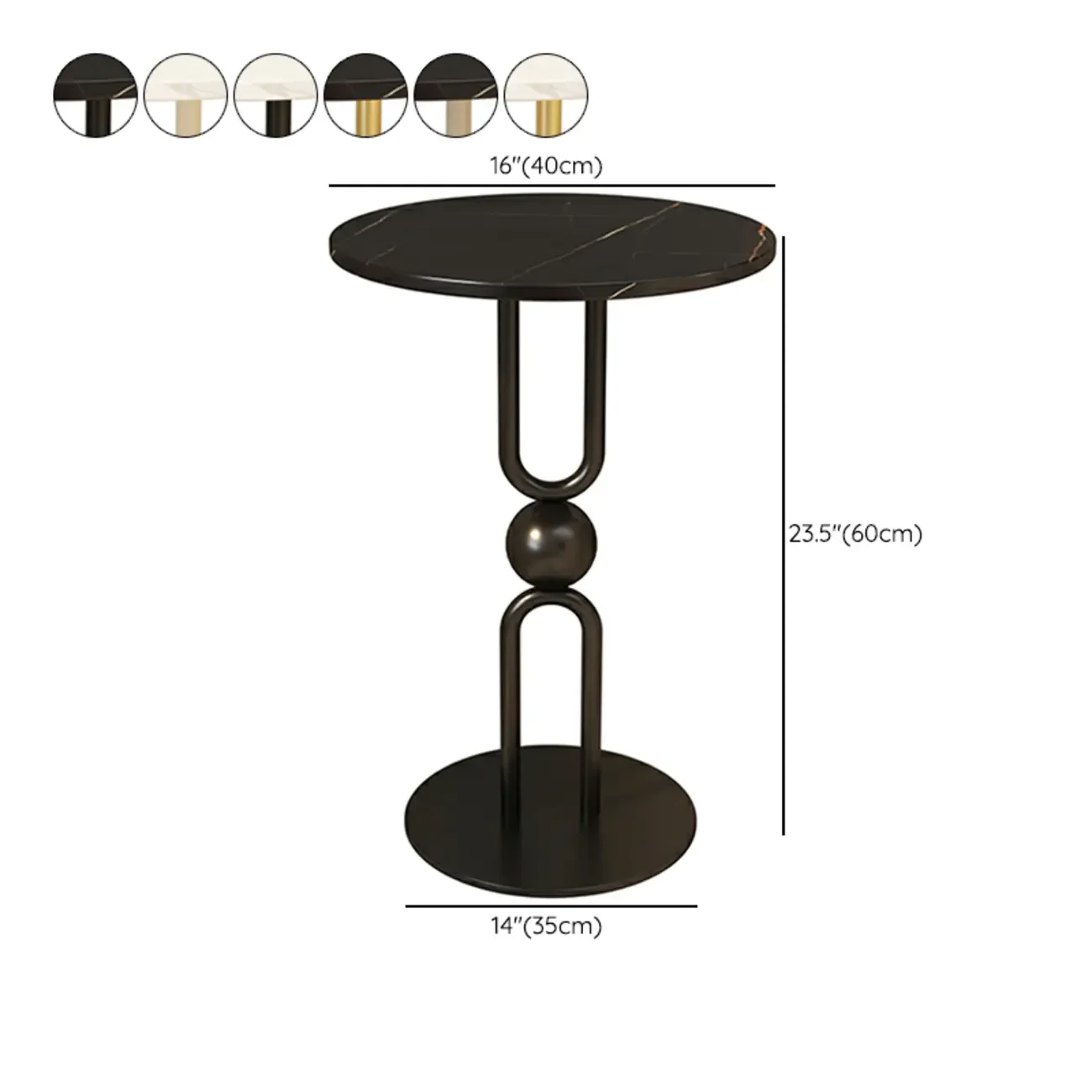 Living Room Glossy Black Metal Round Side Table