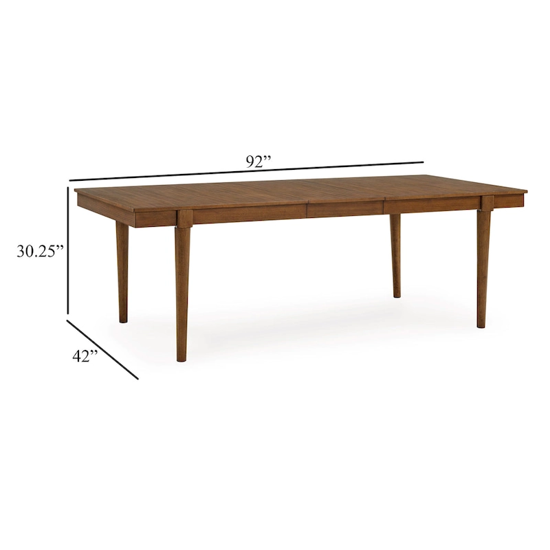 Jeyn Dining Table, Tapered Legs, Extendable 74-92 Inch Brown Hardwood