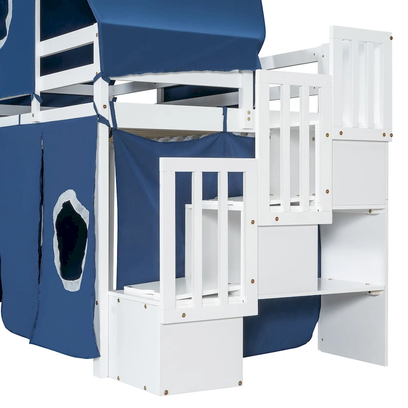Merax Full/Twin Loft Bed with Tent and Tower