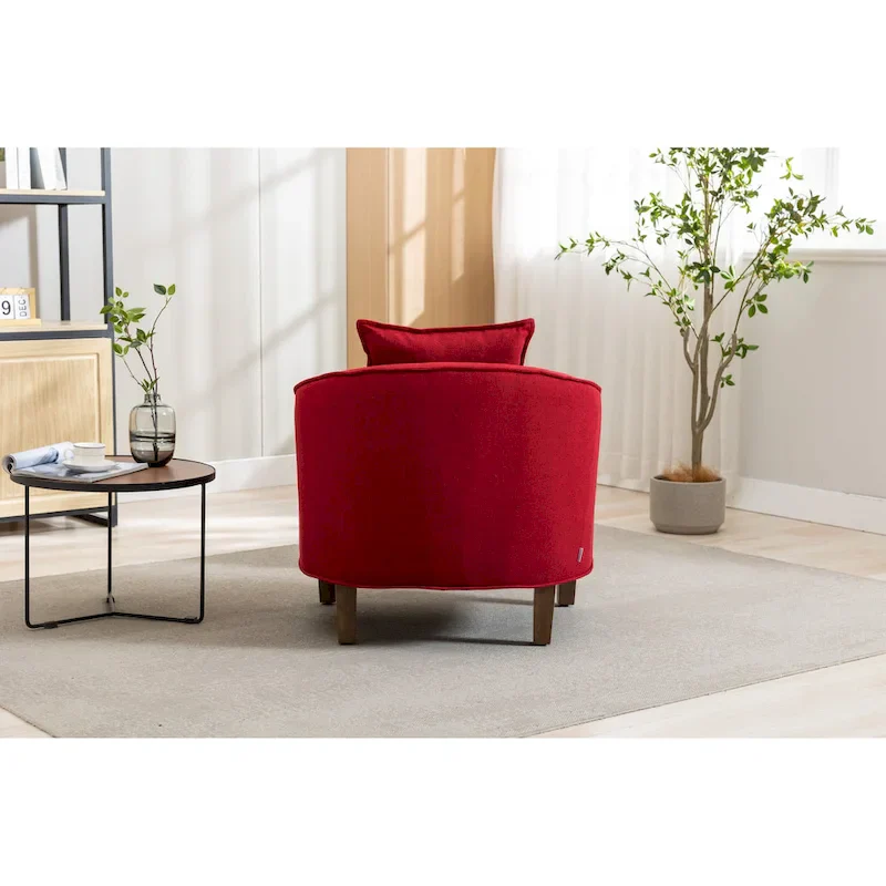 Upholstered Barrel Accent Chair with Ottoman