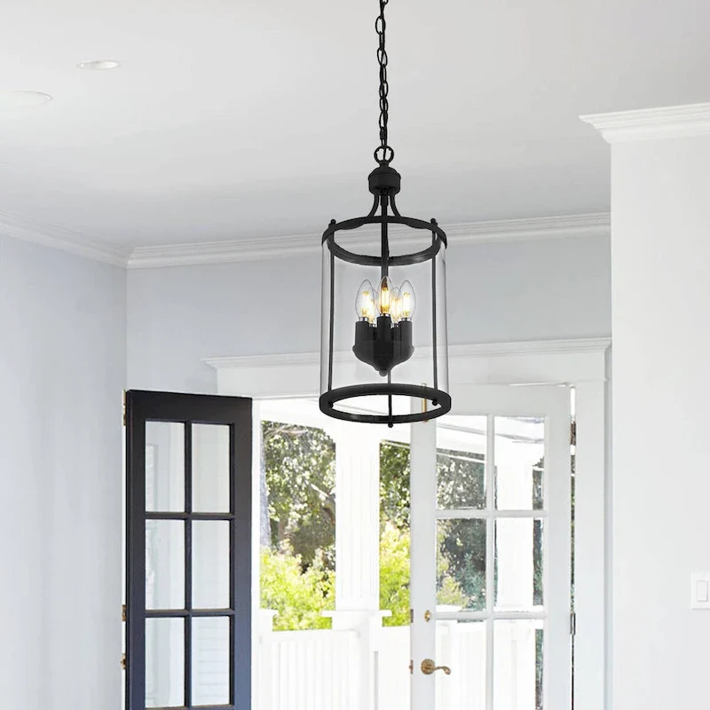 5-light Clear Glass Foyer Pendant Chandelier