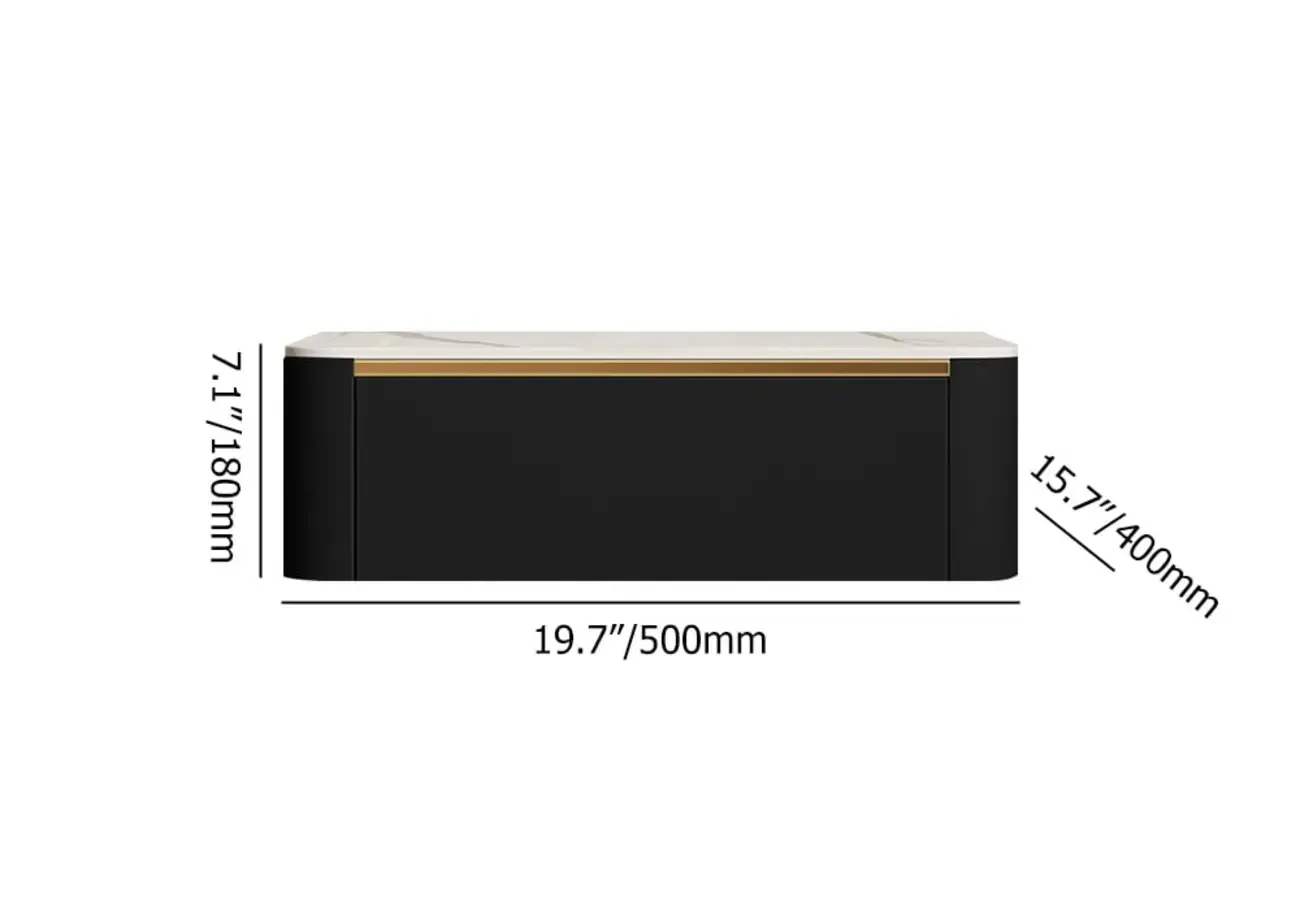 Modern Wood Stone Top Floating Nightstand with Drawer