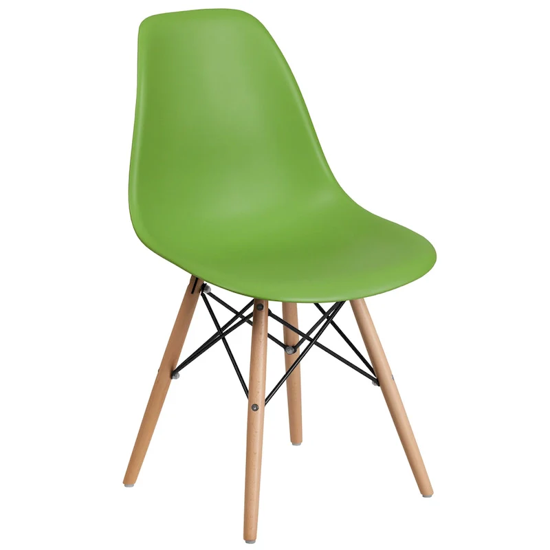 Plastic Chair with Wooden Legs