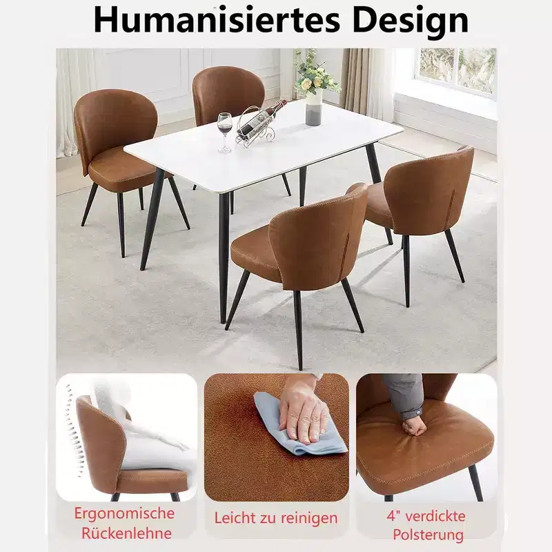 Dining Chairs Set of 2, Modern Kitchen Chairs, Armless Faux Leather Upholstered Accent Side Chair