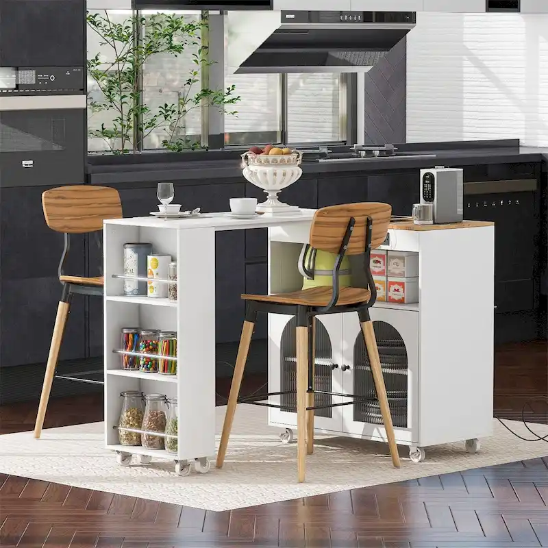 Rolling Kitchen Island With Extended Table,Kitchen Island on Wheels