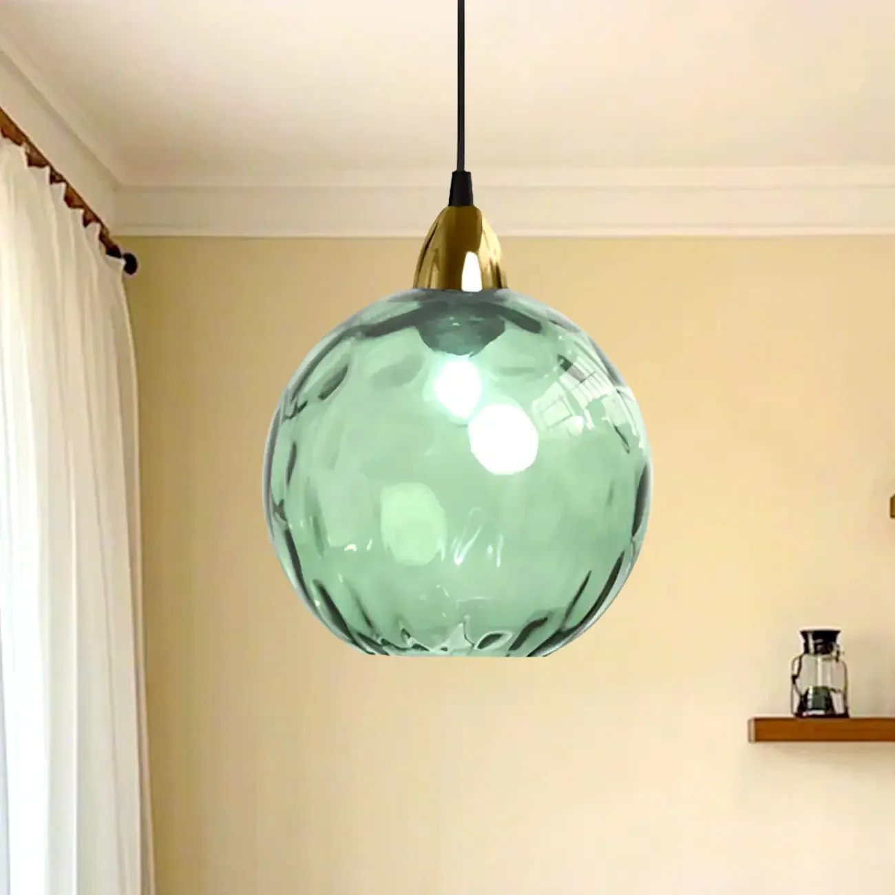 Artistic Stained Glass Globe Pendant Light for Dining Room