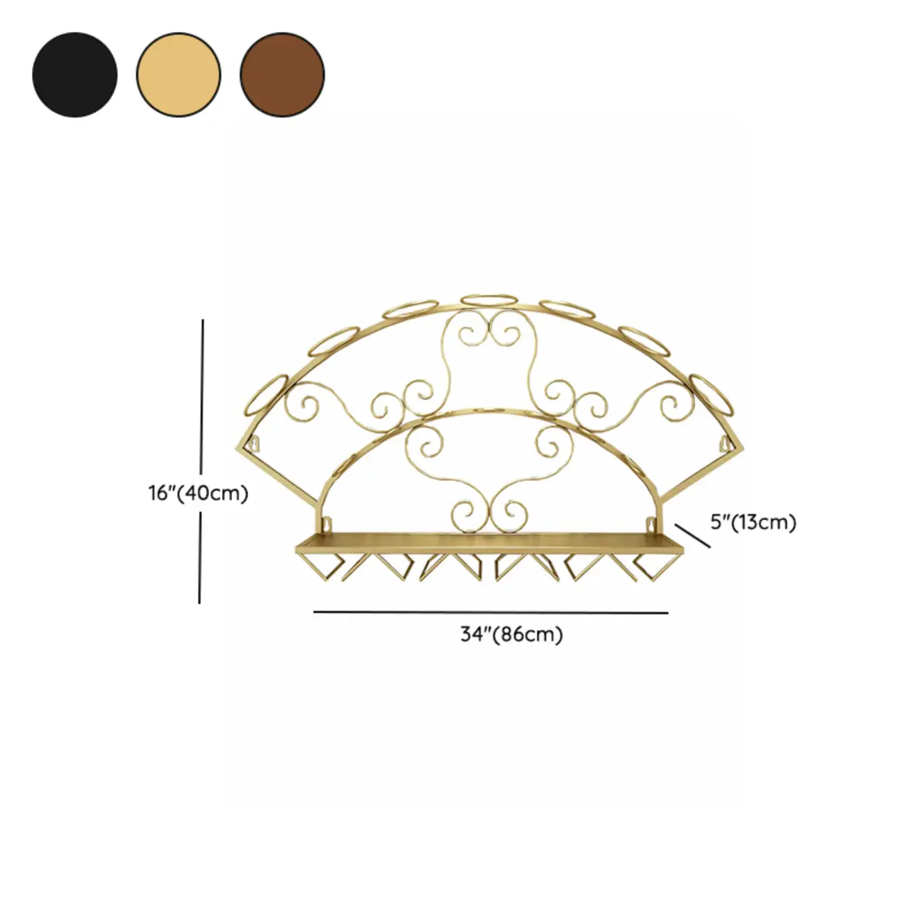 Fan-shaped Simple Metal Wall-Mounted Wine Bottle & Glass Rack