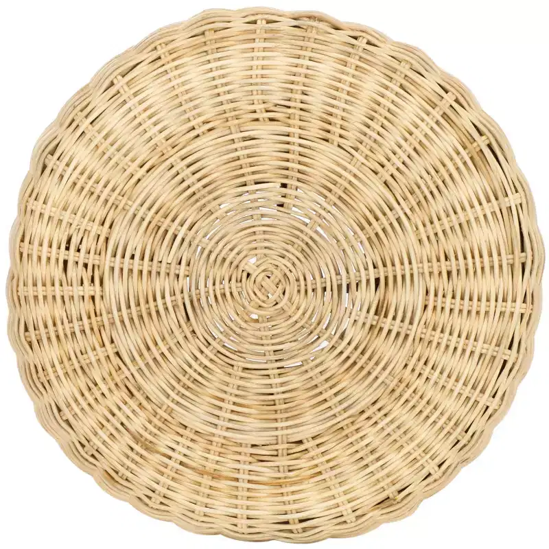 Natural Rattan Round Stool, Bohemian Style, 1 Seat