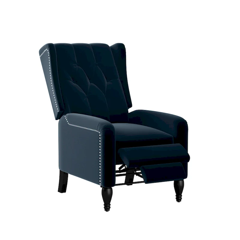 Velvet Wingback Push Back Recliner Chair