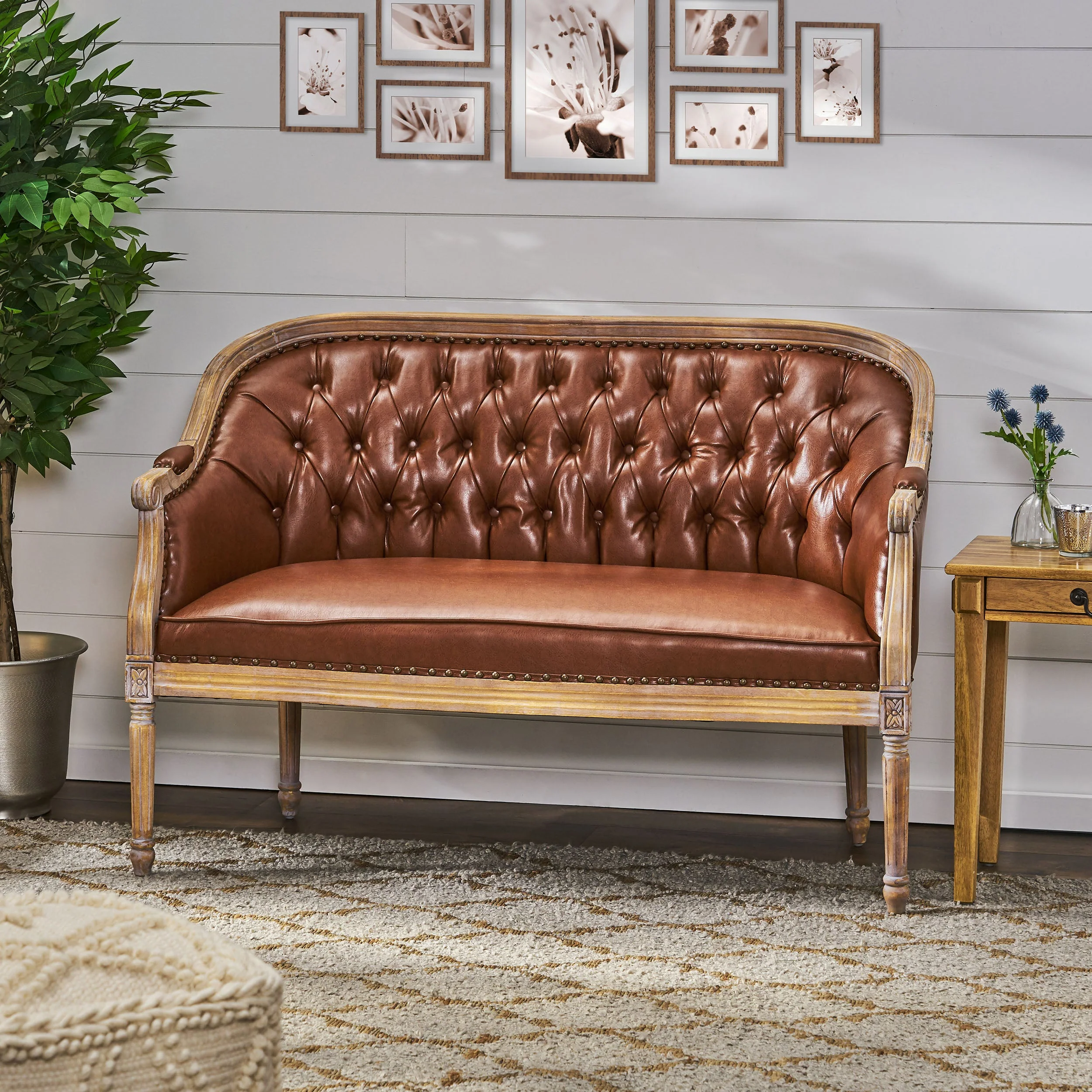 French Country Tufted Loveseat