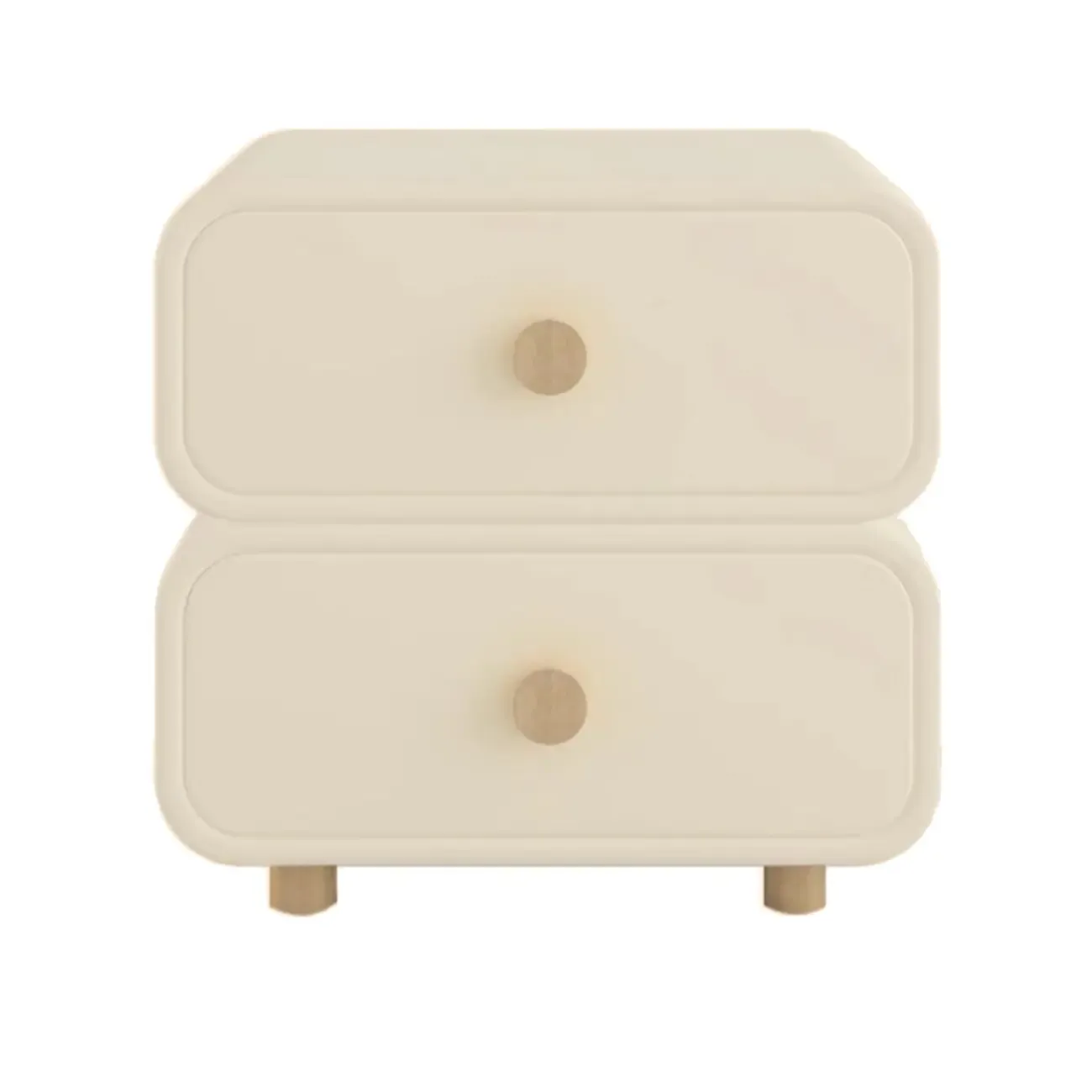 Bedroom Off-White Wooden Two Drawer Nightstand