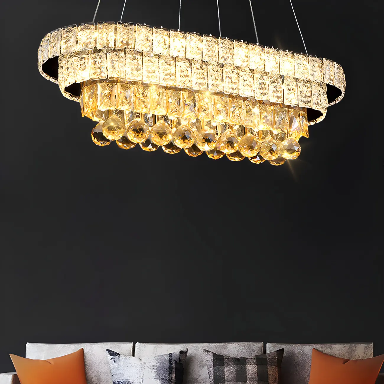 Elegant Gold/Silver Crystal Kitchen Island Pendant Light