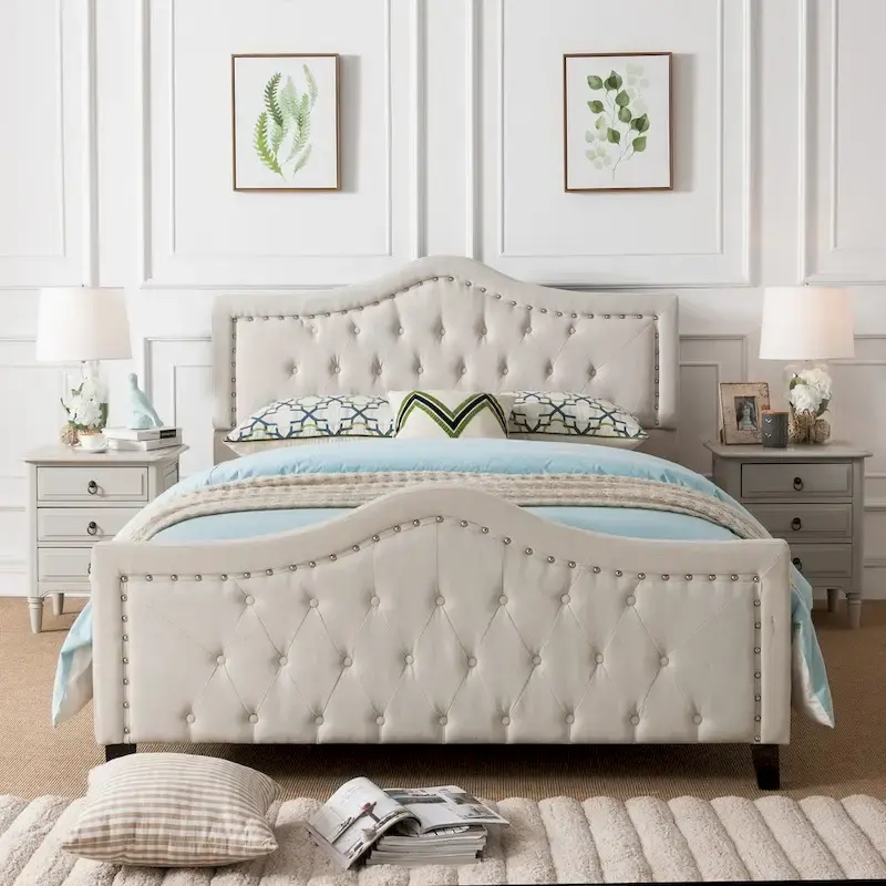 Virgil Queen-size Upholstered Tufted Bed by Christopher Knight Home