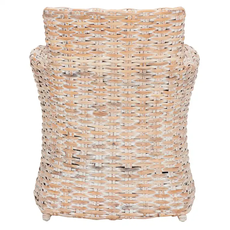 SAFAVIEH Ginny Wicker Washed Out Grey Arm Chair - 28 W x 24 D x 33 H - 28Wx24Dx33H