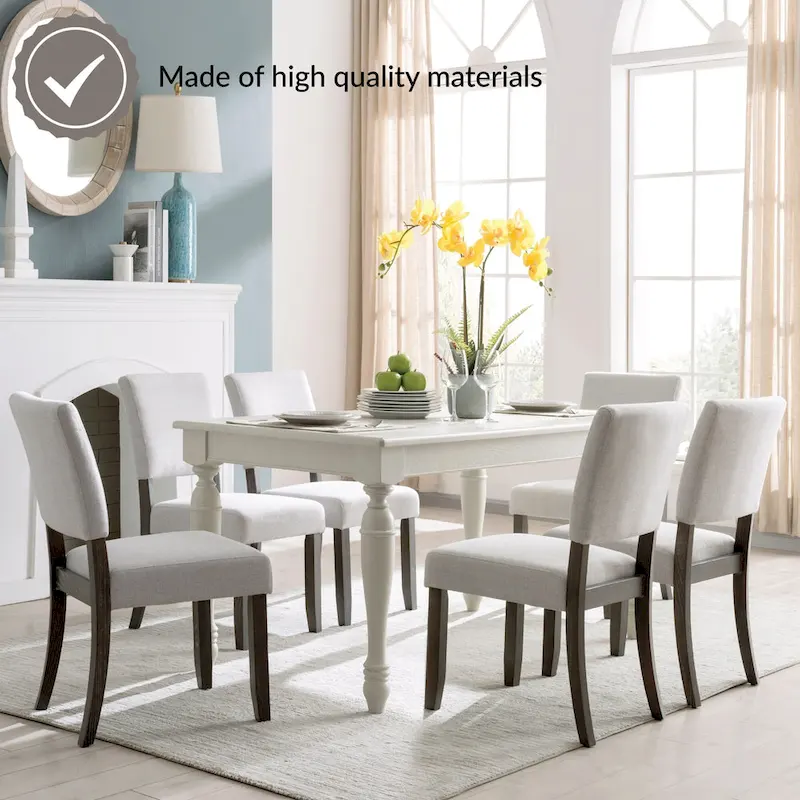 Leick Home Upholstered Back Dining Chair with Wood Base Set of 2