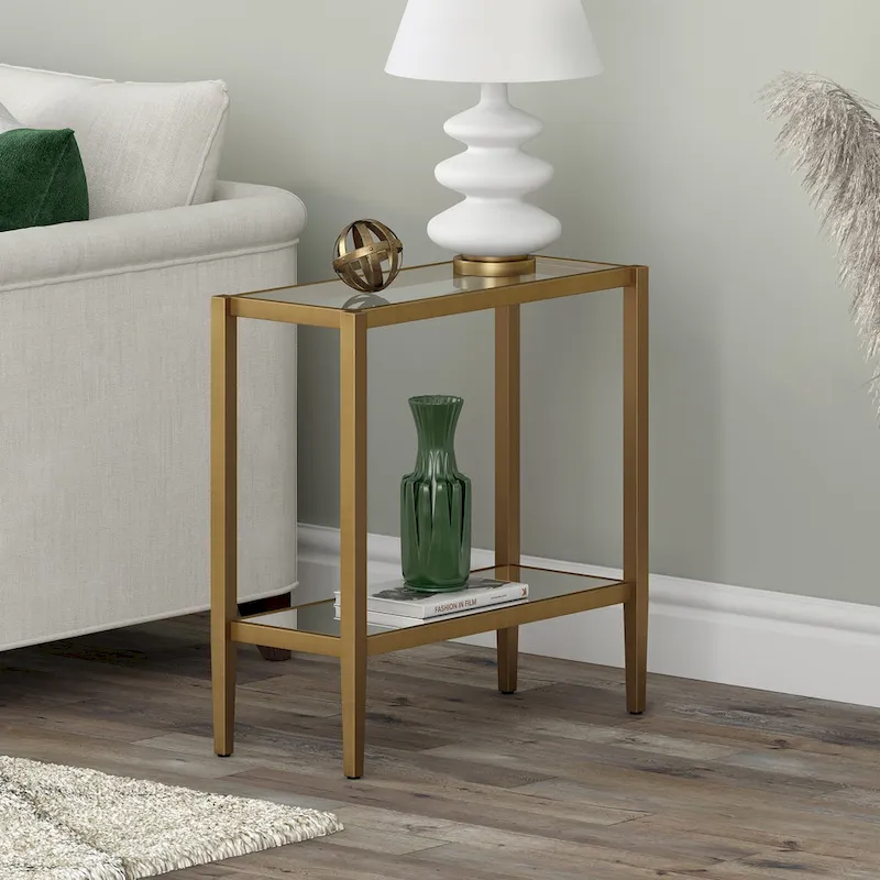 Hera 24 Rectangular Side Table with Glass Shelf