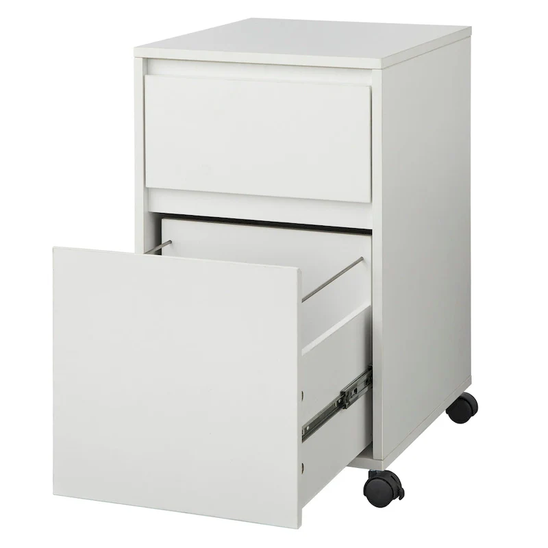 Grey / White / Grey-Walnut 2-Drawer Mobile File Cabinet on Wheels – Single Unit