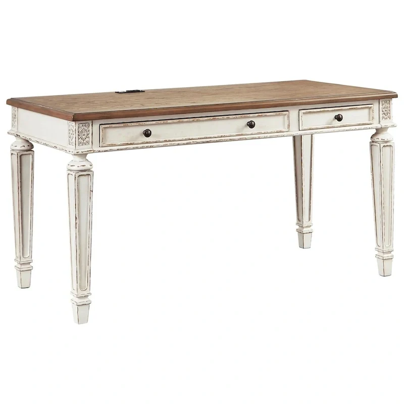 Lvory and Brown Wood Office Desk