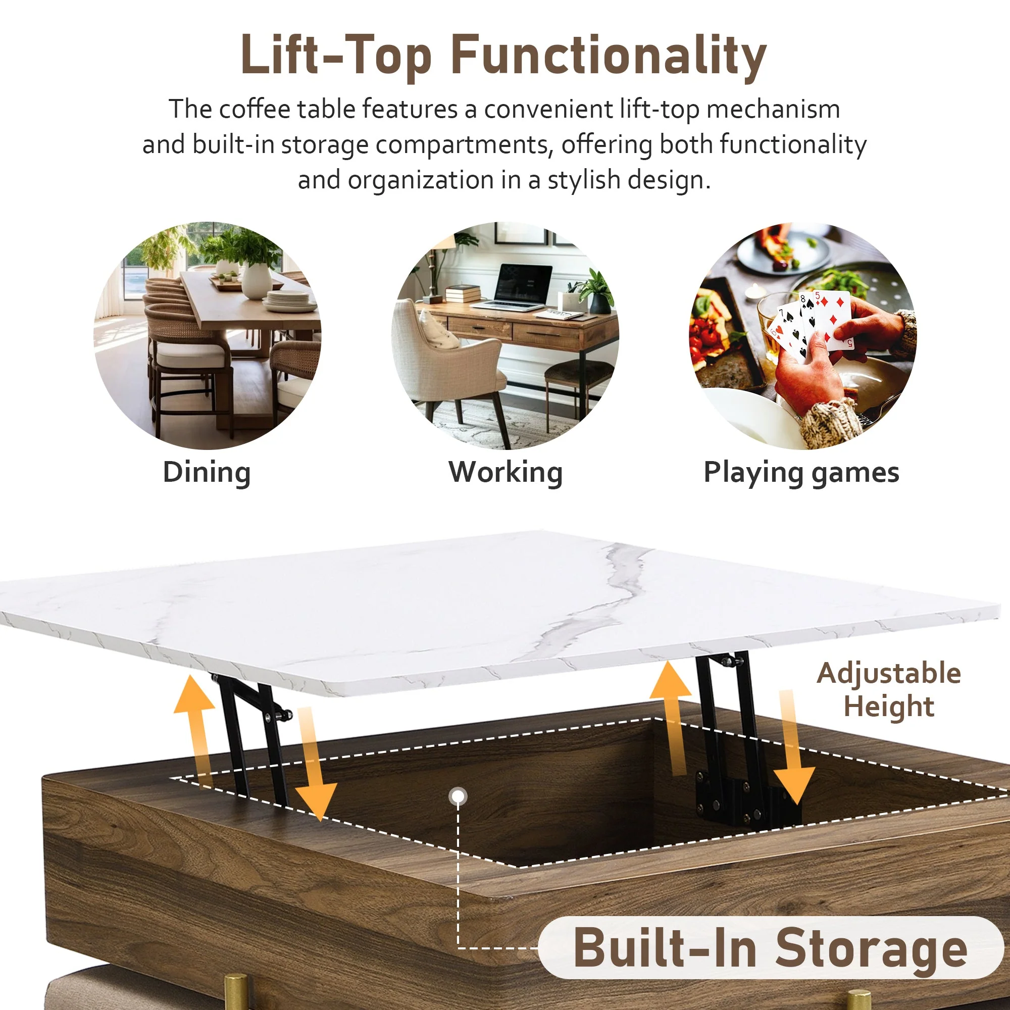 Walker Edison | Modern Square Lift-Top Coffee Table Set with 4 Ottomans