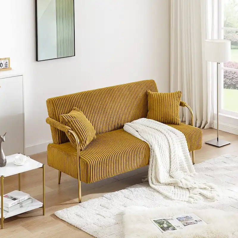 Ouyessir Upholstered Loveseat, Tufted Back Couch, Accent Armchair with 2 Pillows