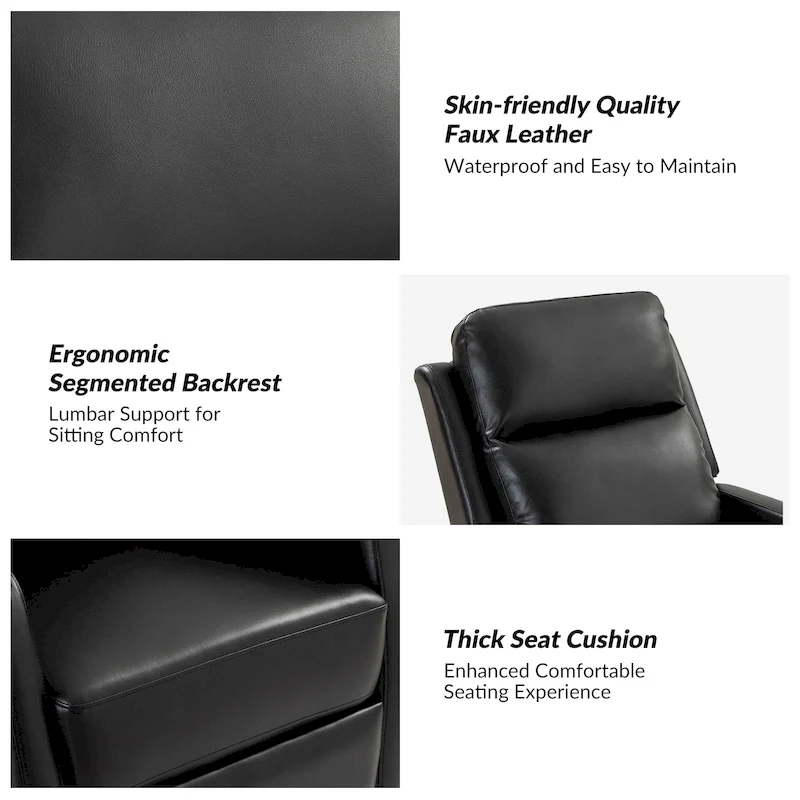 Esteban Modern Faux Leather Manual Rocking Swivel Recliner with Wingback