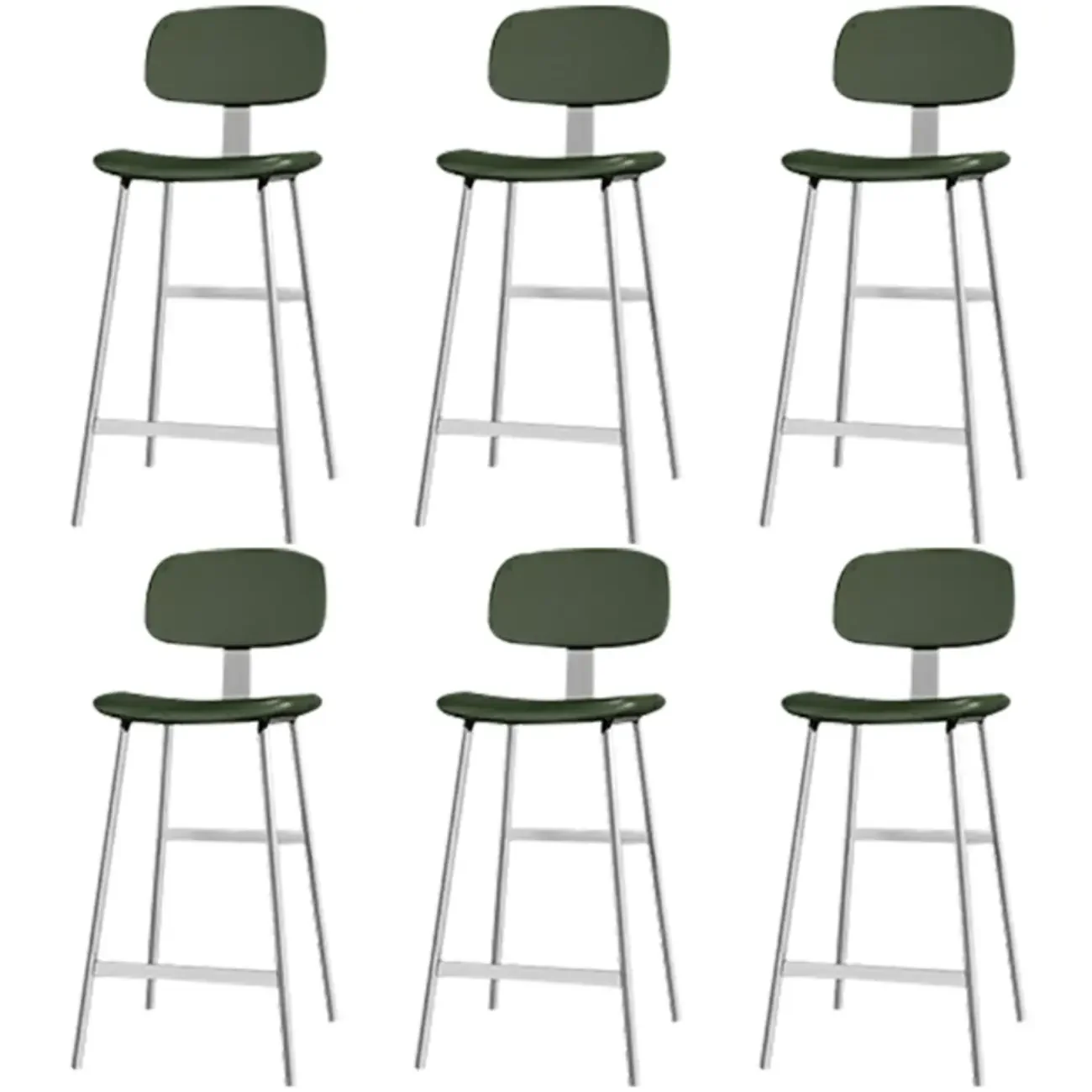 Industrial Faux Leather Metal Frame Bar Stools with Backs
